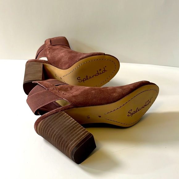 Splendid 'Open Toe Suede Booties, Burgundy, size 6.5 - Picture 8 of 11